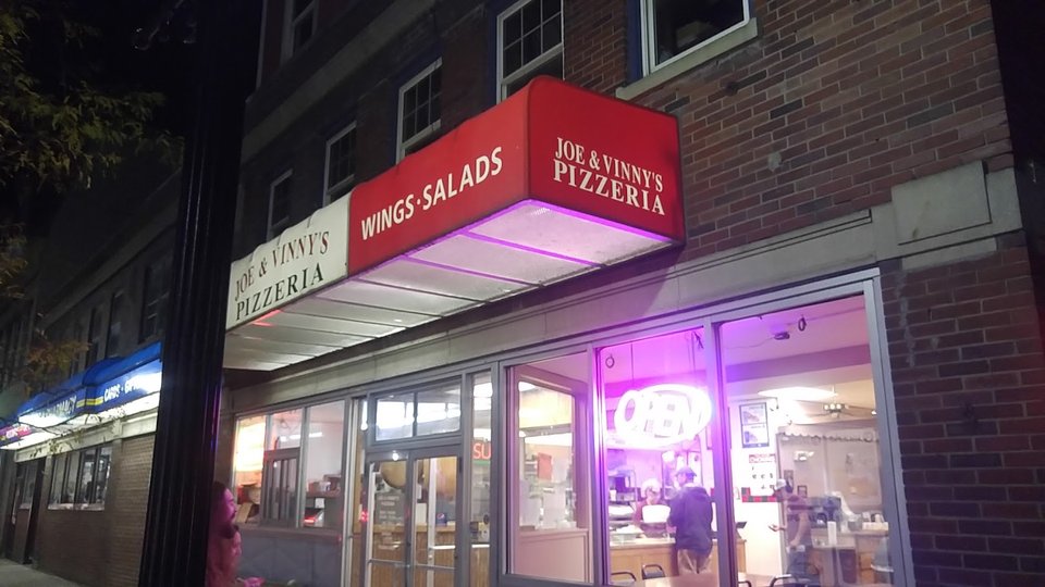 Pizza slices on a counter